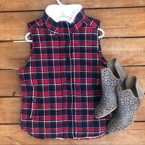 Skies Are Blue Red Checkered Vest • Size Medium